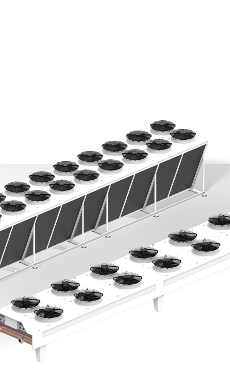 Riedel Kooling, Kühltürme und Rückkühler vor Industriegebäude, Produktbild